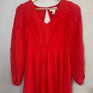 Red dress pleated